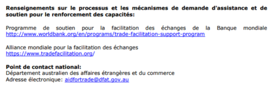 Extrait de la notification de l'Australie