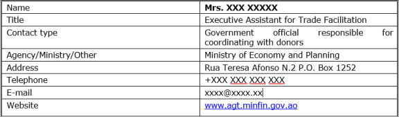 Extract from Angola's notification